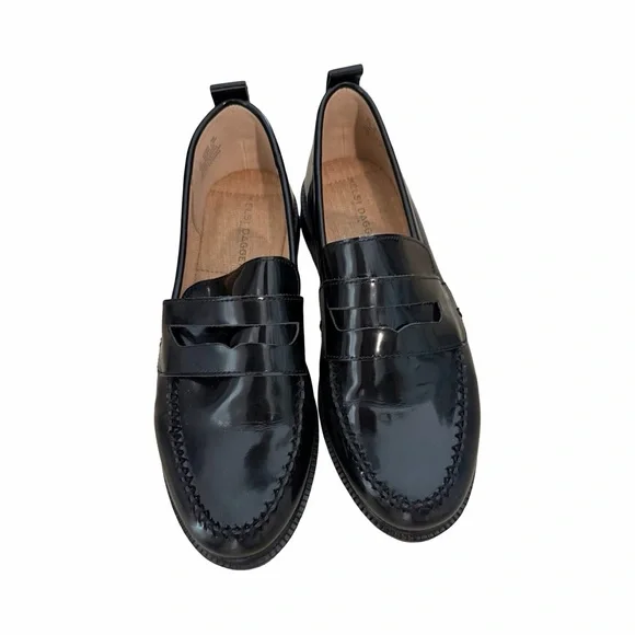 KELSI DAGGER Brooklyn Lens Black Patent Leather Loafer Sz 8W - Picture 2 of 7